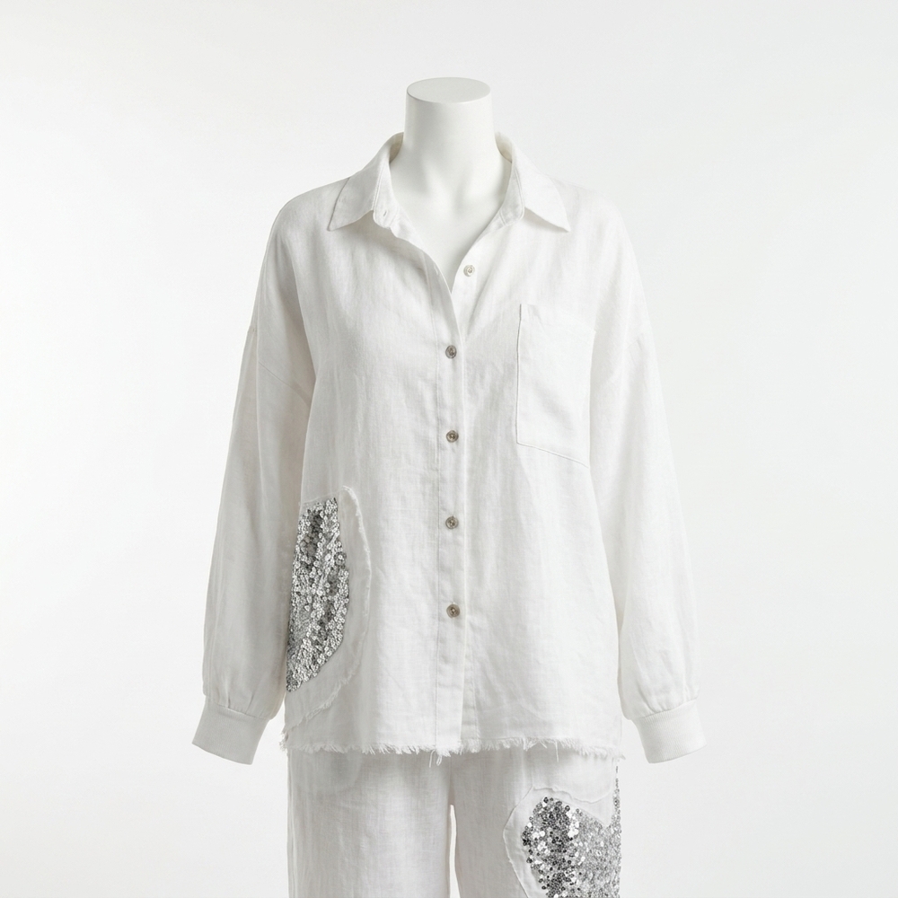 NEW MADE IN ITALY amore linen button-down shirt in beige